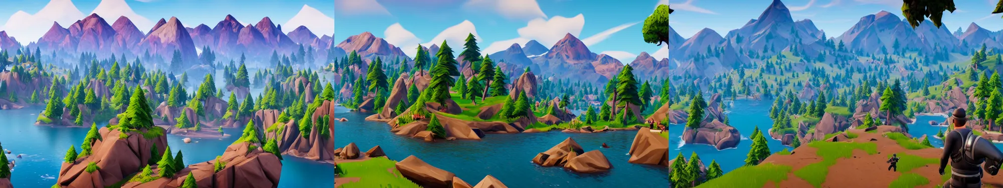 Prompt: lakeside mountains, in fortnite