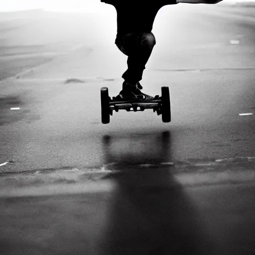 Image similar to tony hawk with no legs, photograph, black and white, emotional lighting, moody shadows, 4 k