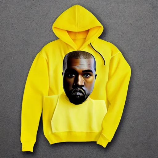 Image similar to portrait of kanye west in a yellow pikachu! hoody