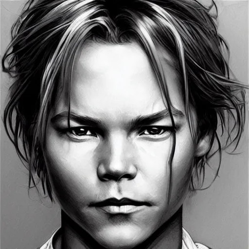 Image similar to amazing lifelike award winning pencil illustration of river phoenix intense eyes trending on art station artgerm Greg rutkowski alphonse mucha cinematic