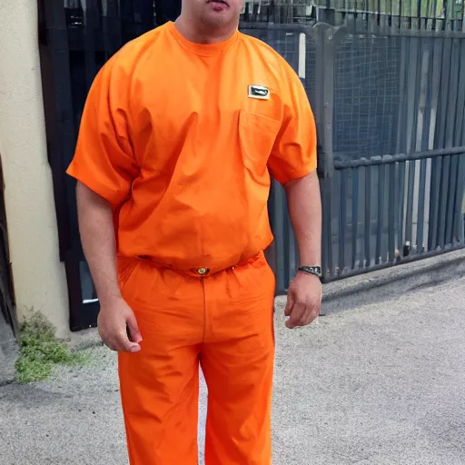 Image similar to bull disguised as orange inmate clothes