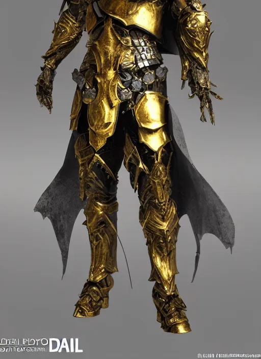 Prompt: a photorealistic 3D render of a full body dark side knight (as an archetypal DnD isekai Demon Lord) wearing armor made of gold and silver, inspired by Elden Ring, unreal engine, octane render, cinematic lighting, a sense of evil, hard surface character concept art, character design, hyper realism, high detail, depth of field, stunning cgsociety, HD, HDR, 4k