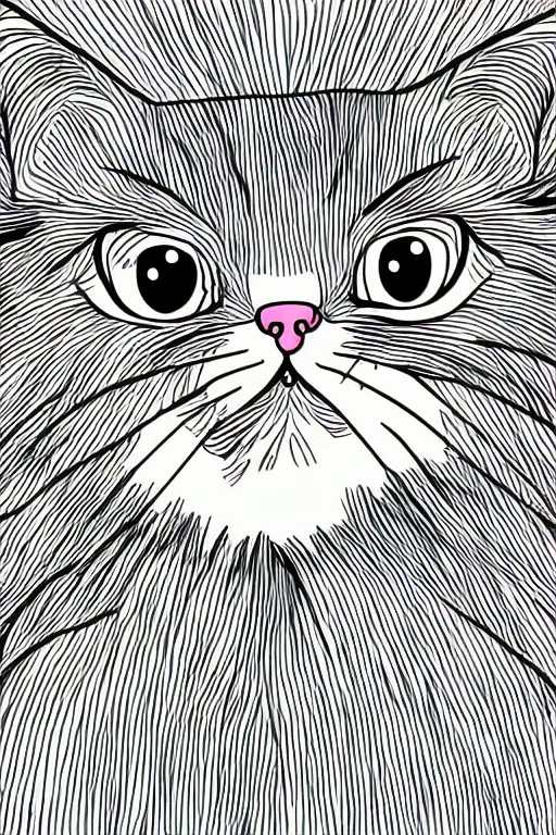 Image similar to Digital cartoon drawing of a kawaii cat, High quality, cel shading, thick line-art