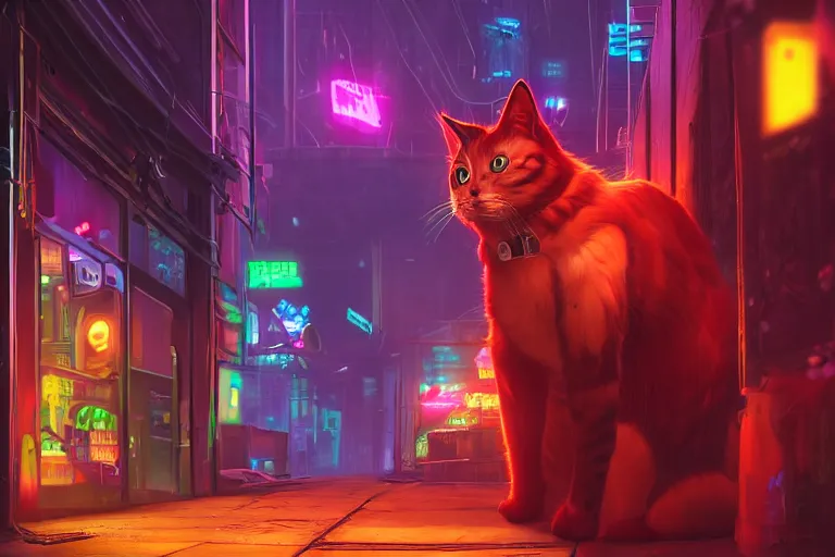 cyberpunk ginger cat in the alley, neon lighting, | Stable Diffusion ...