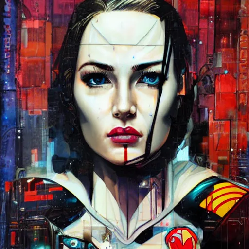 Image similar to portrait of a female android, by Sandra Chevrier and DC comics