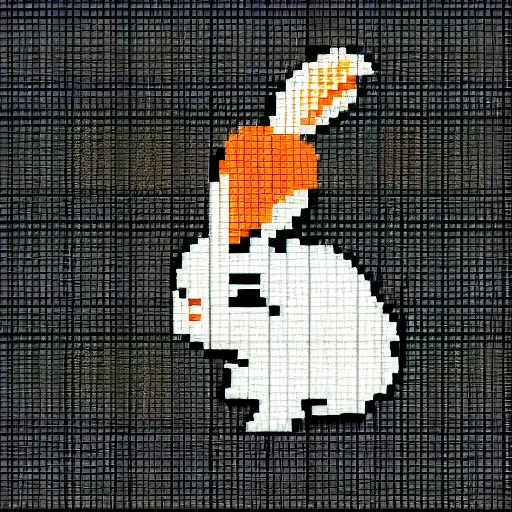 Image similar to pixel art rabbit eating a carrot, pixel art