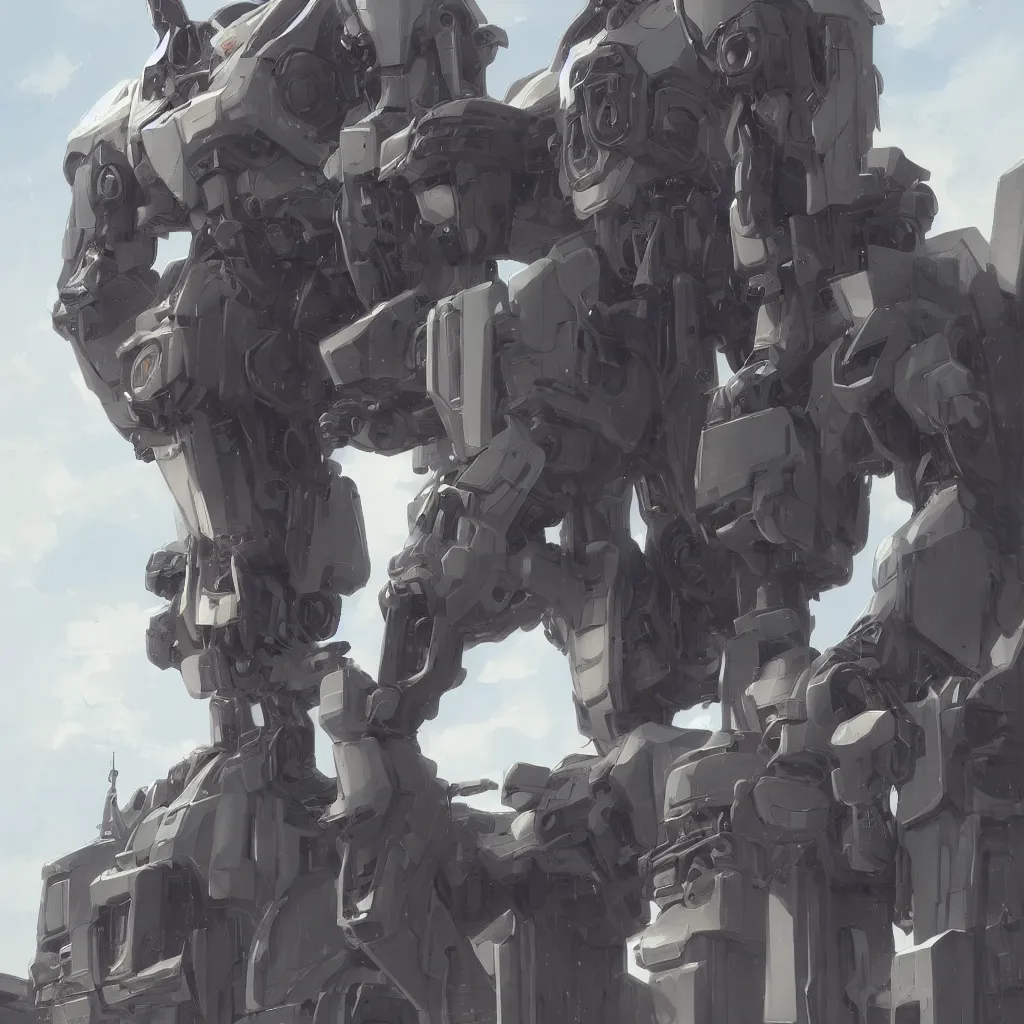 Prompt: portrait of a mech, high detail, by Makoto Shinkai and Raphael Lacoste, trending on artstation