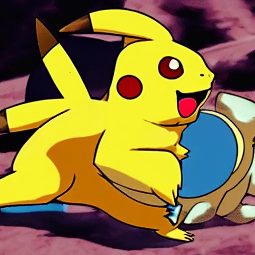 Prompt: pikachu using thunderbolt on blastoise