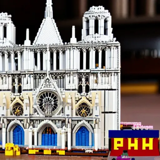 Prompt: notre dame de paris in lego blocks