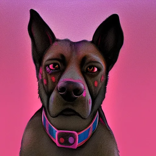 Image similar to portrait of a dog in james jean style, vfx art, unreal engine render, claymation style, colourful, volumetric light, digital painting, digital illustration, dramatic light,