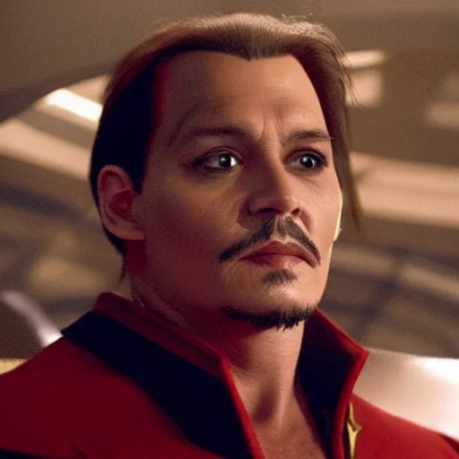 Image similar to johnny depp as captain jean luc picard of the starship enterprise