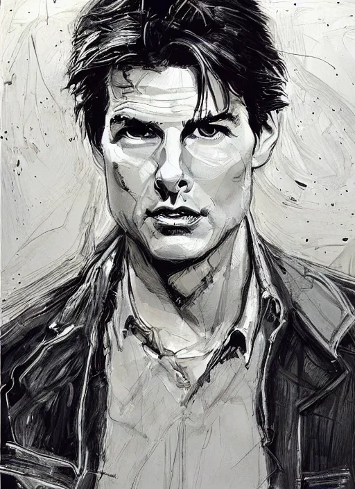 Image similar to Twin Peaks artwork of Tom Cruise by George Pratt