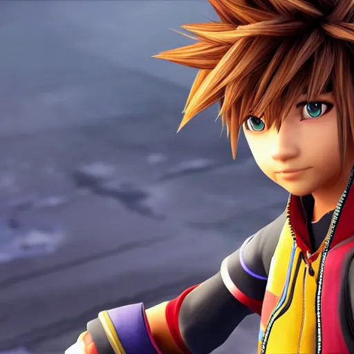Image similar to sora, from kingdom hearts, as a character in apex legends, source engine, high resolution