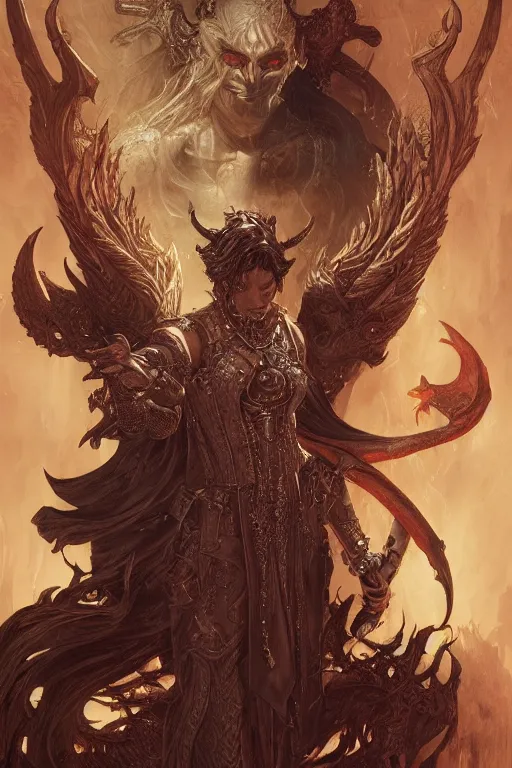 Prompt: ultra realistic illustration, asmodeus, lucifer from diablo and baldurs gate, intricate, elegant, highly detailed, digital painting, artstation, concept art, smooth, sharp focus, illustration, art by artgerm and greg rutkowski and alphonse mucha