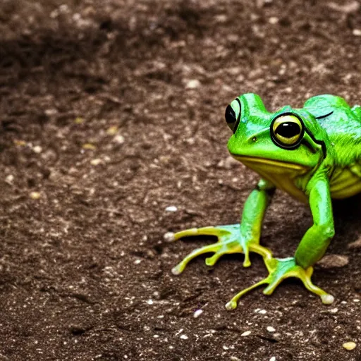 Image similar to concept of angry frogs standing