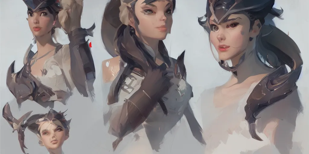 Prompt: character sheet of princess, beautiful, overwatch, by greg rutkowski and greg manchess, digital art, trending on artstation, highly detailed, concept art, beautiful, masterpiece, medium shot, asymmetrical, profile picture, matte painting, dynamic lighting, bold shapes, hard edges, street art, trending on artstation