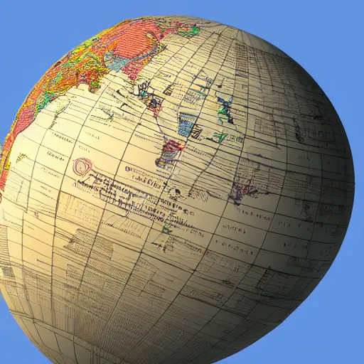 Image similar to llustration of the globe with 3 d top touristic attractions on it, 3 d render, 3 d model, smooth, illustration