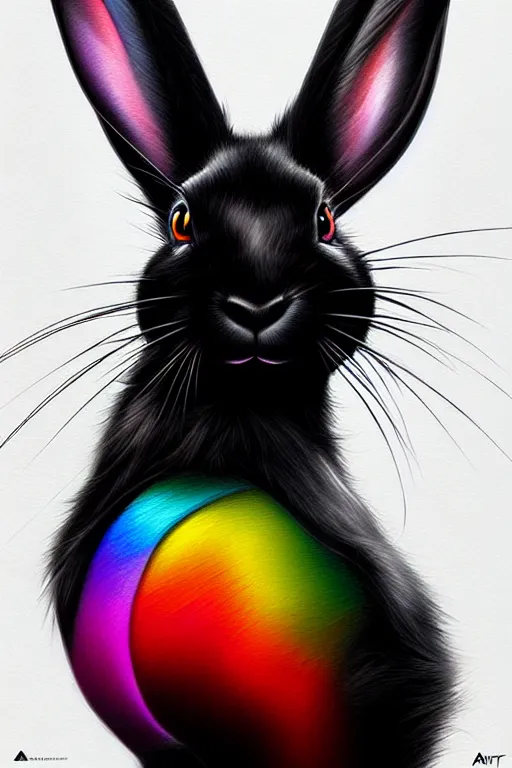 Image similar to multicolored black rabbit by Artgerm and WLOP