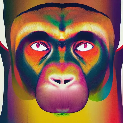 Prompt: abstract portrait of monkey, in the style of herbert bayer