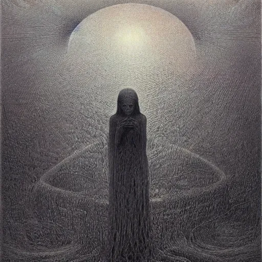 Prompt: quintessence of existential essence, by beksinski and william blake