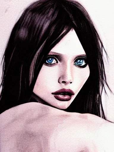 Prompt: portrait of abbey lee by laphet, pixiv