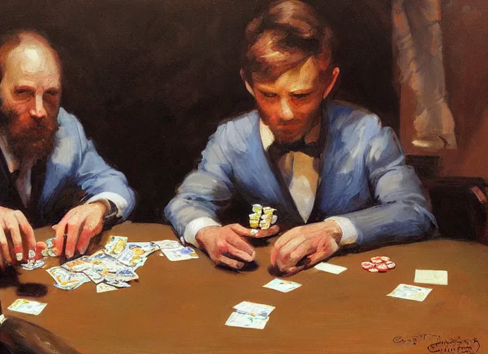 Image similar to a highly detailed beautiful portrait of hamster playing poker, by gregory manchess, james gurney, james jean