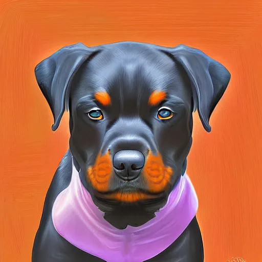 Image similar to sad rottweiler crying with tears digital painting