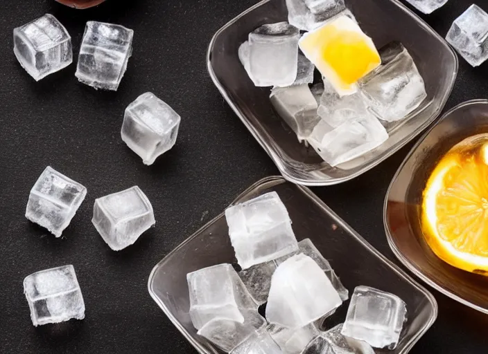 Image similar to a huge amount of ice cubes and a single shot of espressor, food photography, incredible lighting, ice cubes, lots of ice cubes