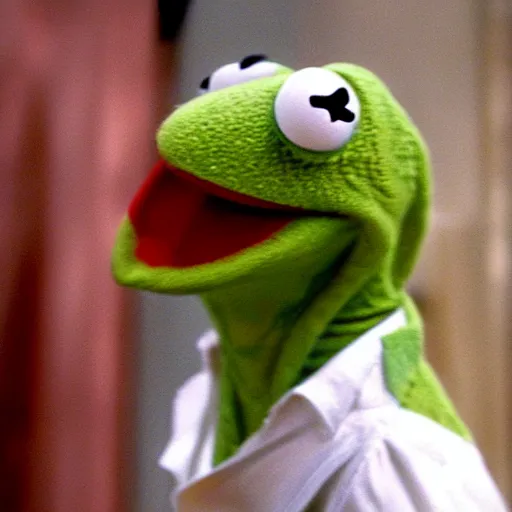 Image similar to kermit the frog in the sopranos, 4k, high detail, high-resolution photograph, professional photography, ultra-detail