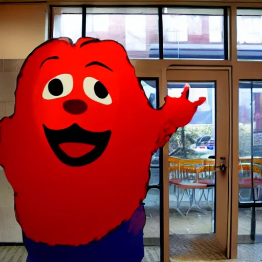 Prompt: Kool-aid man bursts through the wall at local cafeteria (REUTERS)