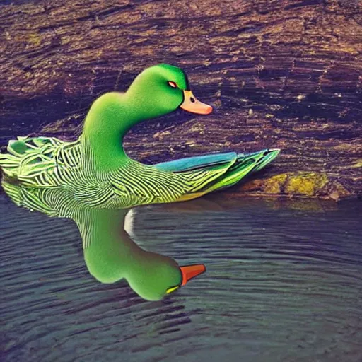 Image similar to optical illusion of a duck that looks like a woman when viewed upside down, high resolution