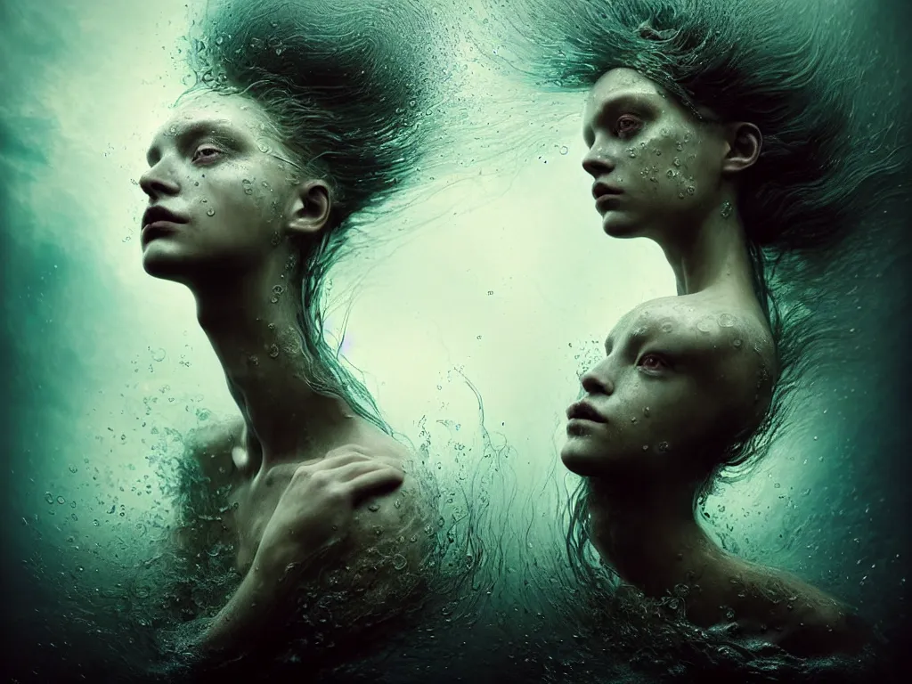 Prompt: kodak portra 4 0 0 fine art portrait by paolo roversi of a dystopian woman hybrid fluid water statue in a scenic dystopian environment, vortex hair floating in air, dreamy intricate, elegant, highly detailed, digital art, artstation, smooth, sharp focus, tomasz alen kopera, peter mohrbacher, donato giancola, dreamy colors