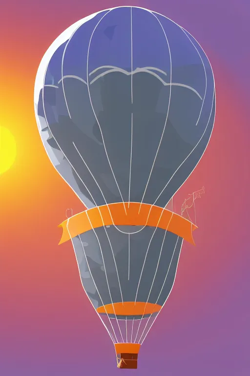 Image similar to sunrise mountain water hot - air balloon illustration vector digital art trending on artstation