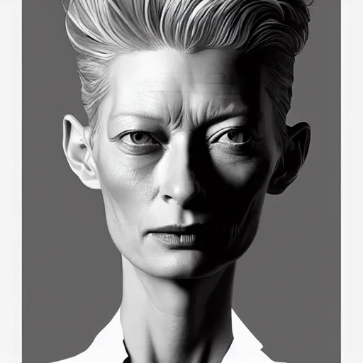 Image similar to hyperdetailed portrait of androgynous tilda swinton as desire of the endless, the sandman, made by caravaggio stanley artgerm lau wlop rossdraws artstation cgsociety concept art cgsociety octane render