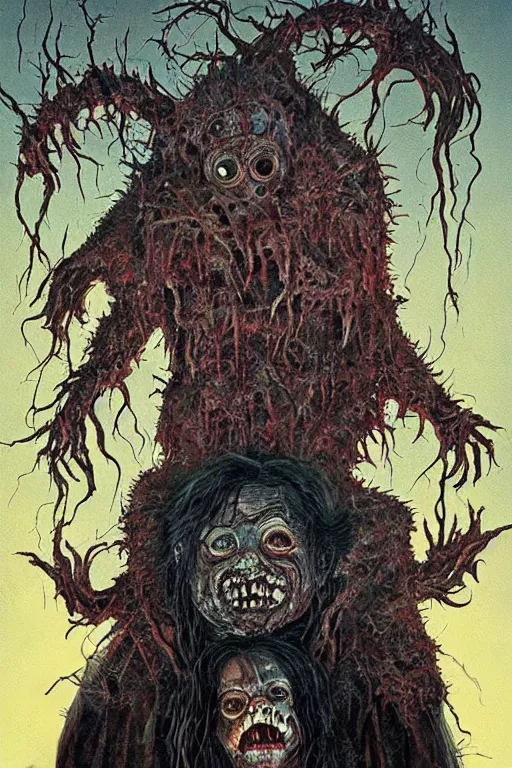 Image similar to a photorealistic horrific gorey nightmarish painted movie poster for The Thing 2 in the style of john carpenter and wayne barlowe