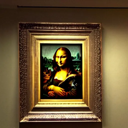 Prompt: picture of a painting on the wall that has a capybara face on the mona lisa