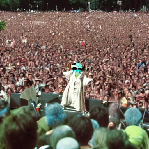 Image similar to yoda performing at woodstock