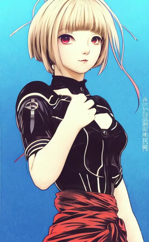 Image similar to ilya kuvshinov full body anime portrait of shiina ringo, last exile,, murata range, fine detail, perfect anime face, dramatic lighting, dynamic composition, moody, art deco, cel shading, vivid, stippled lighting, rich texture, yoshinari yoh, alphonse mucha, takashi murakami, ( ( ( colorful ) ) )