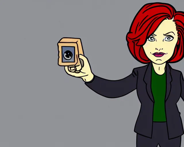 Prompt: dana scully in the style of a 1984 cartoon series, screen capture