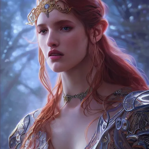 Image similar to ultra realistic illustration, bella thorne as ranni from elden ring, intricate, elegant, highly detailed, digital painting, artstation, concept art, smooth, sharp focus, illustration, art by artgerm and greg rutkowski and alphonse mucha