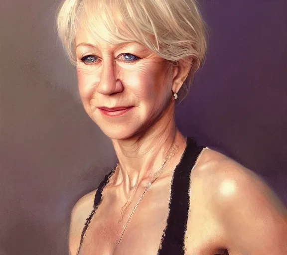 Image similar to a hyper-detailed portrait of Helen Mirren by Craig Mullins; oil on canvas; trending on artstation