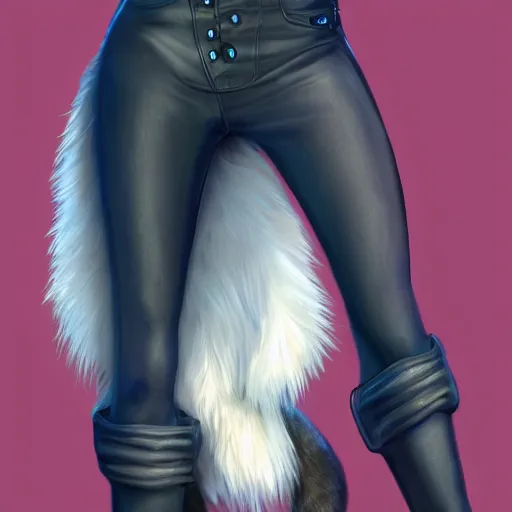 Image similar to fox wearing leather pants, fursona furry art artstation