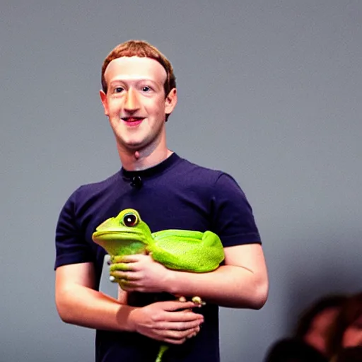 Image similar to mark zuckerberg holding a frog