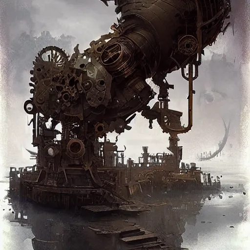 Image similar to the machine of death, steampunk, wlop, greg rutkowski