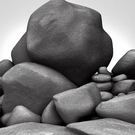 Prompt: a black and white drawing of rocks on a gray background, an ambient occlusion render by jacob more, polycount, photorealism, ambient occlusion, sketchfab