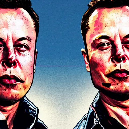 Prompt: Elon Musk GTA V art