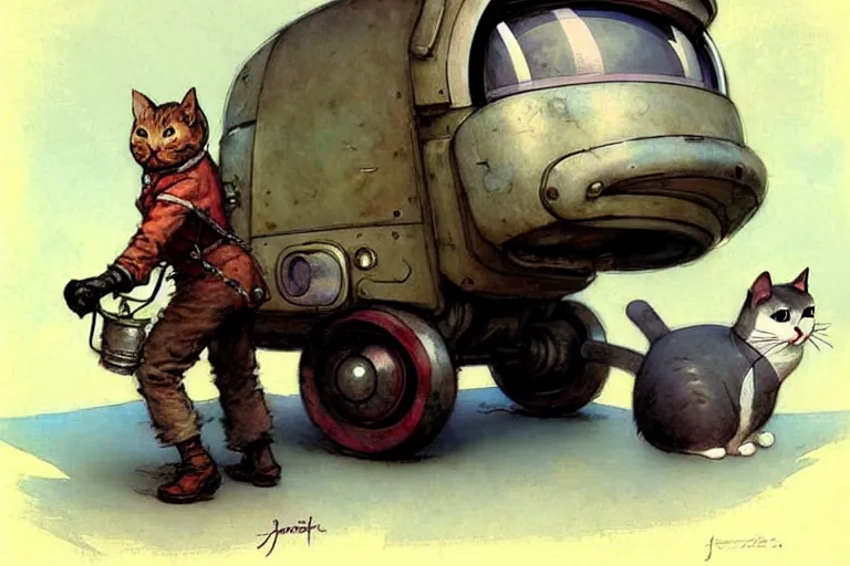 Prompt: adventurer ( ( ( ( ( 1 9 5 0 s retro future robot android fat rat wagon. versus evil cat. muted colors. ) ) ) ) ) by jean baptiste monge!!!!!!!!!!!!!!!!!!!!!!!!! chrome red