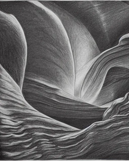 Image similar to a pencil drawing of an abyss 1970s