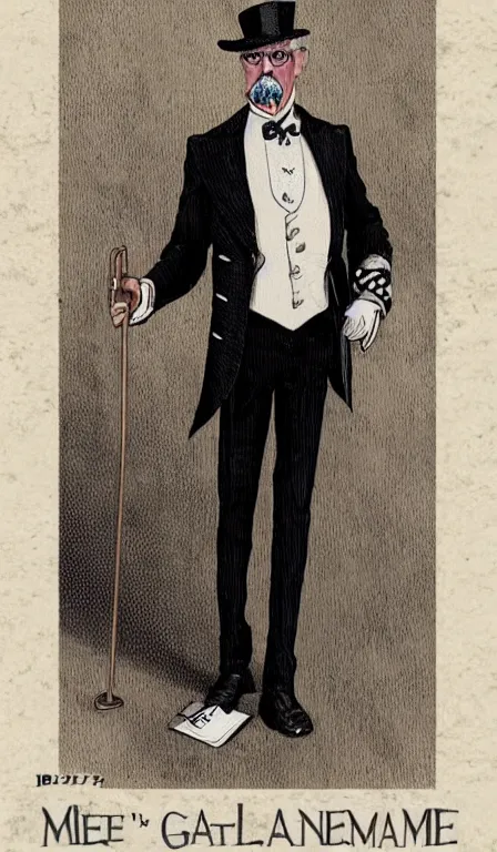 Image similar to a time traveling gentleman in a tailored suit with a monocle holding a pocket watch and using a cane who is thin, fit and very British by artgerm and wlop, tarot card style