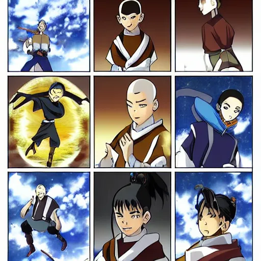 Image similar to realistic manga page of Avatar: The Last Airbender in the style of My Hero Academy